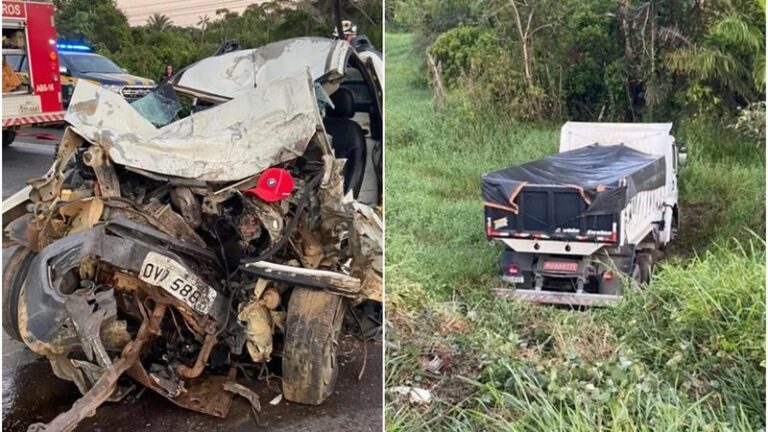 Batida entre carro e caçamba acaba com um morto no Sul da Bahia