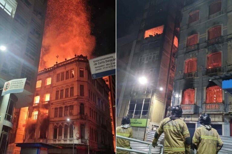 Incêndio De Grandes Proporções Atinge Quatro Prédios No Bairro Do Comércio