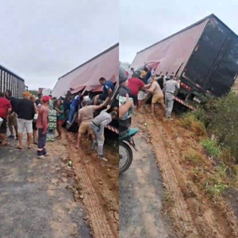 Caminhão Tomba Na BR-116 Próximo A Serrinha; Populares Saqueiam Carga De Cerveja