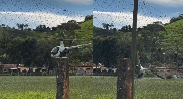Helicóptero Perde Estabilidade Durante Pouso E Tomba Em Campo De Futebol Em Minas Gerais