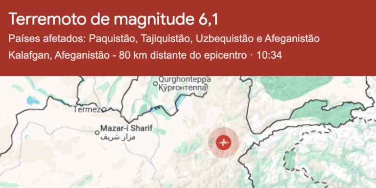 Forte terremoto atinge Afeganistão | Radioagência Nacional